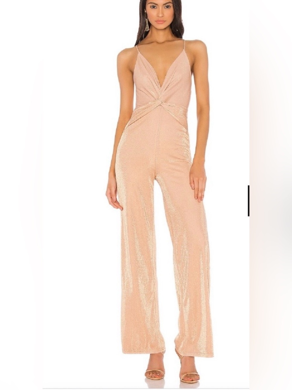 Superdown Blush Twist-Front Wide-Leg Jumpsuit